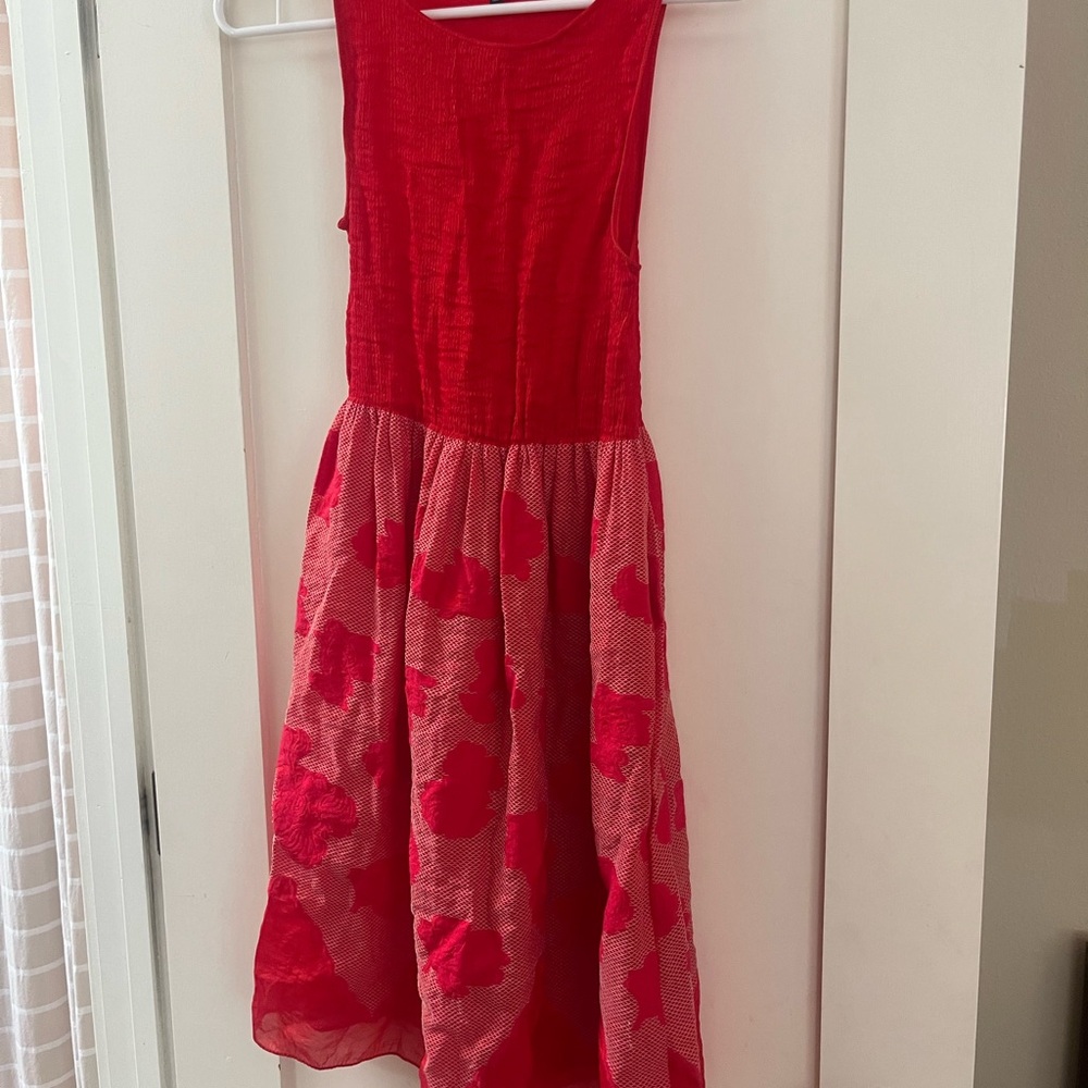 Max Edition Red Floral Mesh Party Dress
